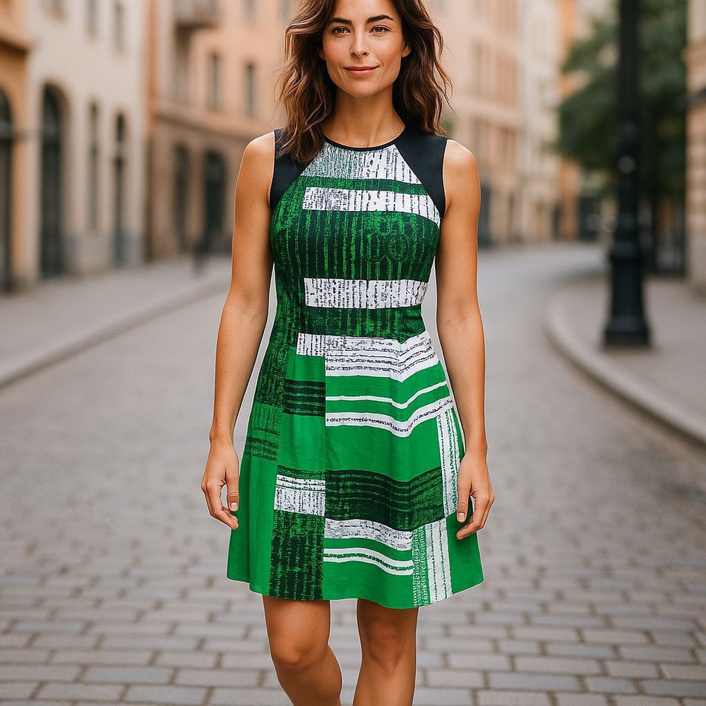 KENNETH COLE DRESS SIZE 10 Green and Black Sleeveless Dress